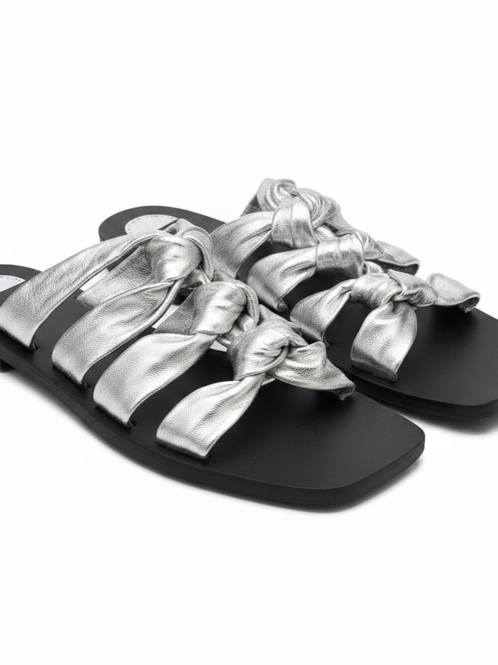 This is Our Other Line Metallic Silver Slip on Sandals